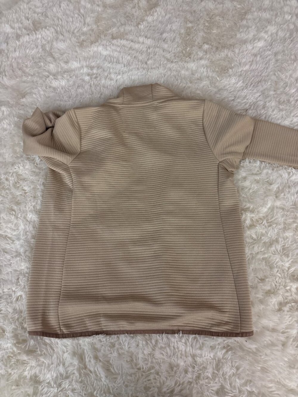 AKHG Womens Blackburn Full Zip Hoodie Beige Performance Fleece S Ribbed Design - Picture 12 of 14